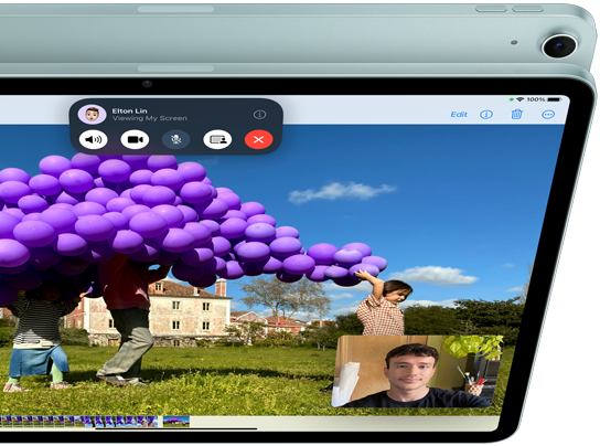 iPad Air s 12MP ultraširokoúhlou přední kamerou, ukázka funkce SharePlay ve FaceTimu